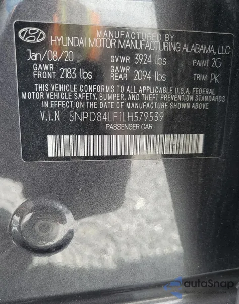 2020 Hyundai Elantra Sel from USA, damaged, VIN 5NPD84LF1LH579539
